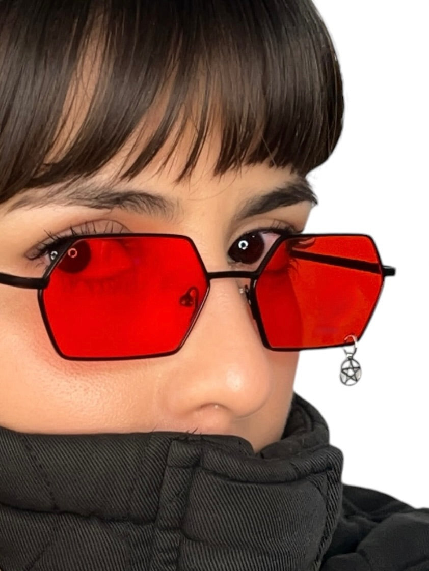 Red Sunglasses with Wicca Pentagram