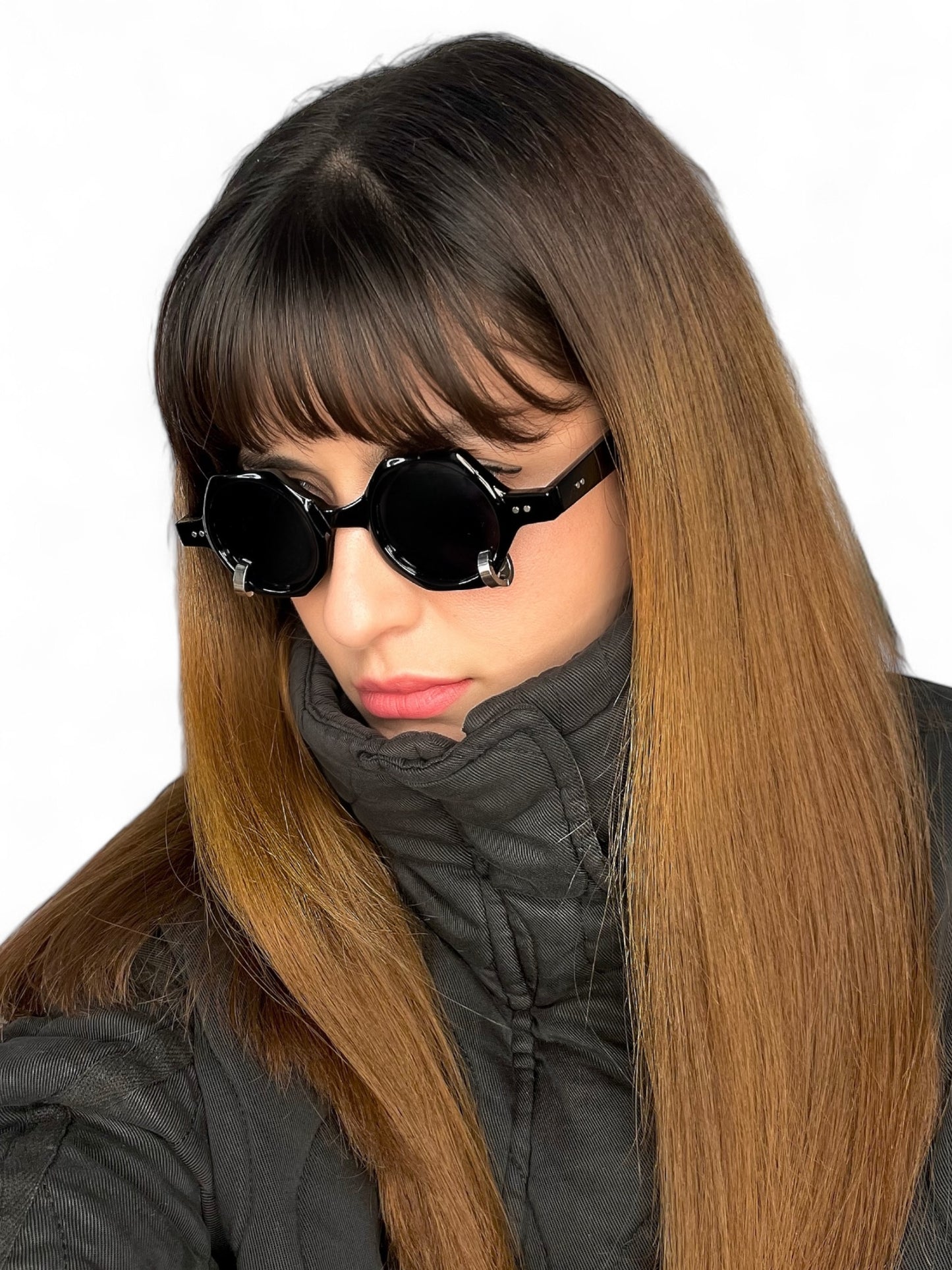 Hexágono Sunglasses with Two Thick Rings