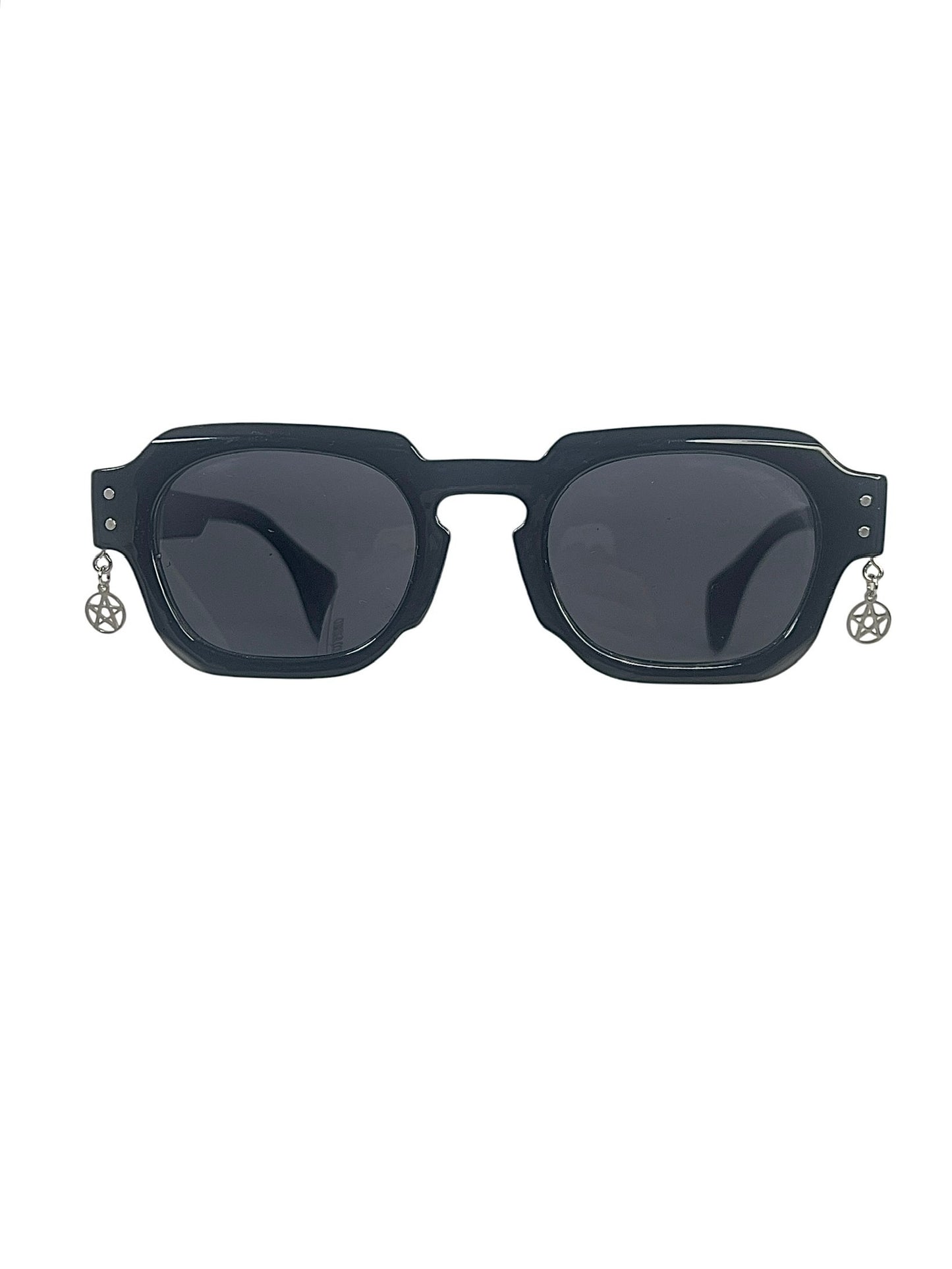 Wide Rectangle Sunglasses With Two Wicca Pentagrams