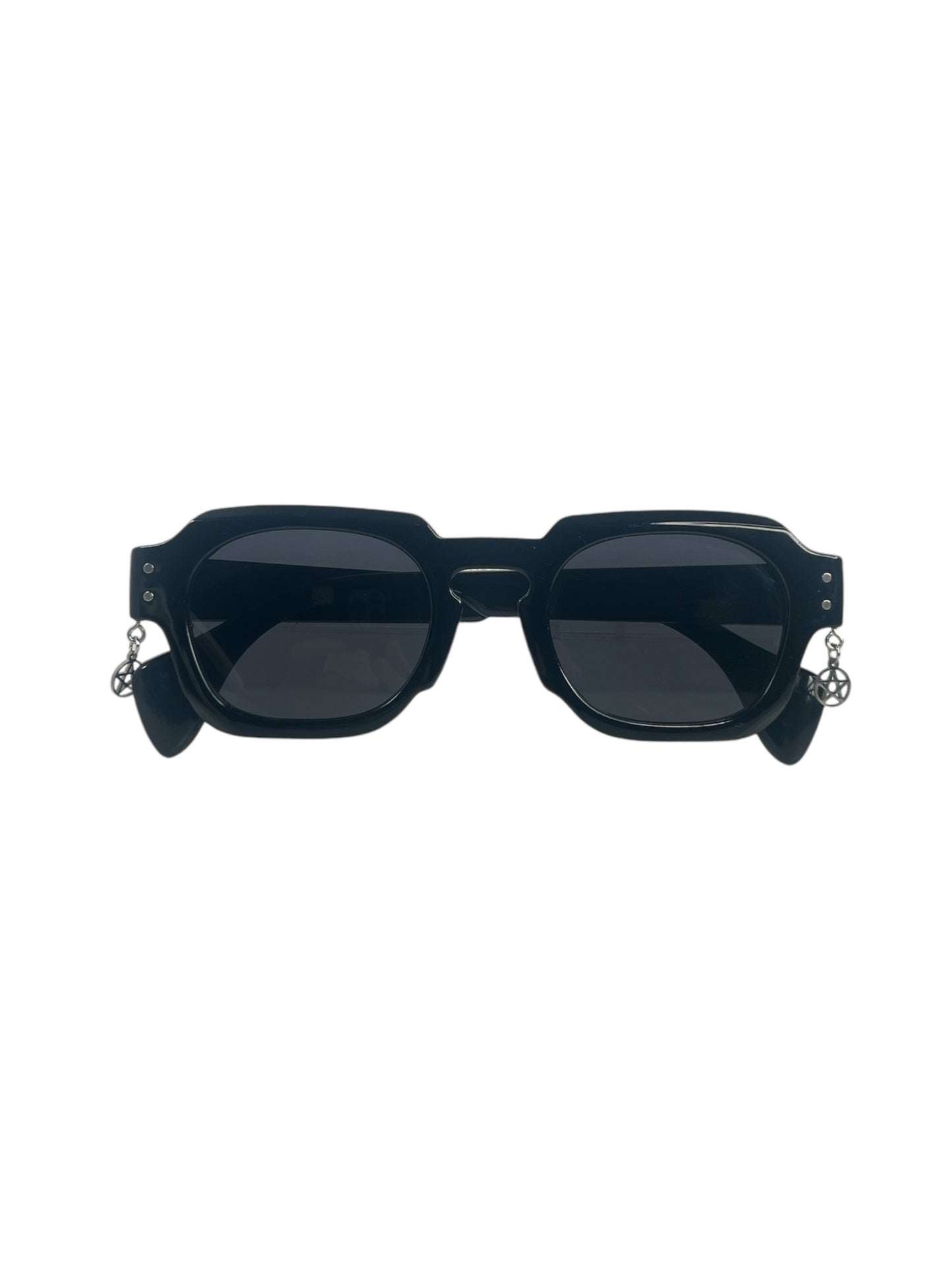 Wide Rectangle Sunglasses With Two Wicca Pentagrams